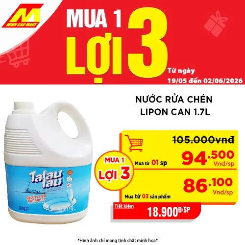 Nước rửa chén Lipon can 1.7l