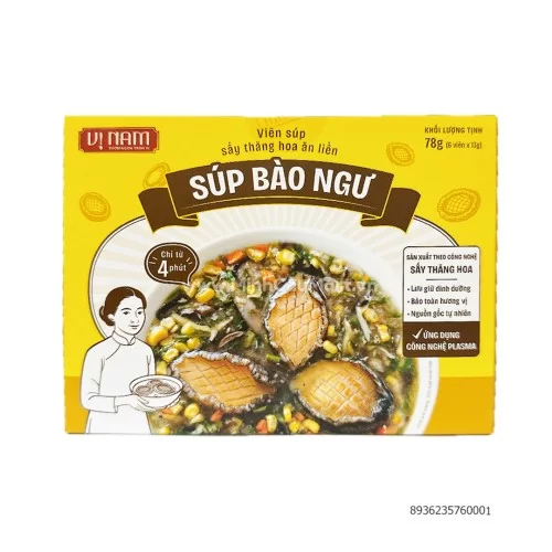 Súp Bào ngư sấy thăng hoa ăn liền Vị Nam hộp 6 viên                                                                                                                                                     