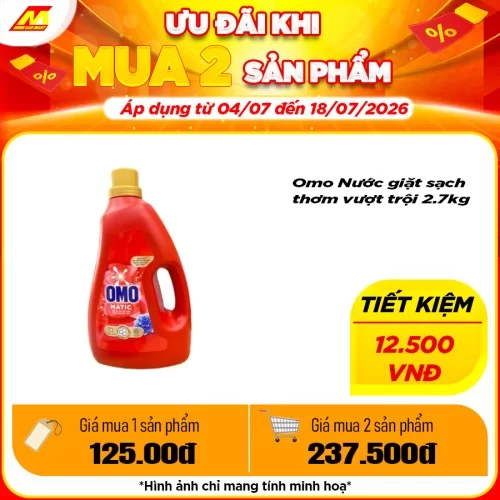 Omo Nước giặt sạch thơm vượt trội 2.7kg