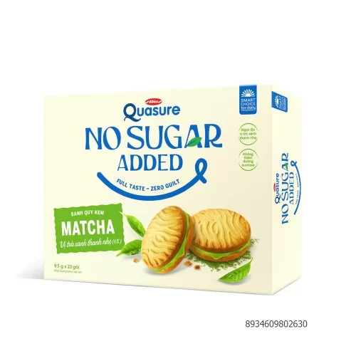 Bánh Quasure No Sugar Added Cookies kem Matcha HG 237.5gr   