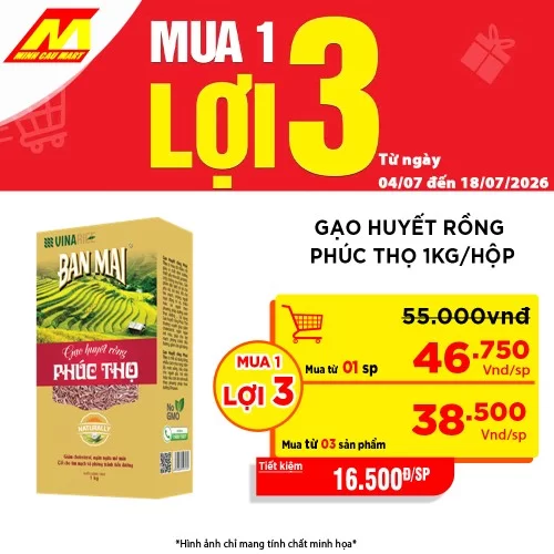 Gạo Huyết Rồng Phúc Thọ 1Kg Hộp Vàng
