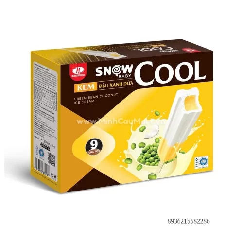 Kem SnowBaby KOOL Vị Đậu Xanh Dừa 9 que / hộp               