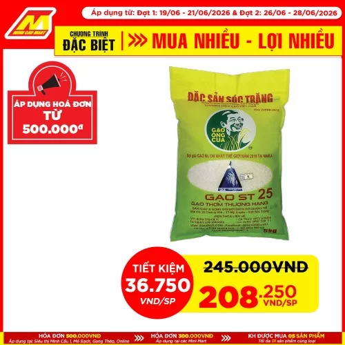Gạo thơm thượng hạng ST25 5KG/gói                                                                                                                                                                                                                         
