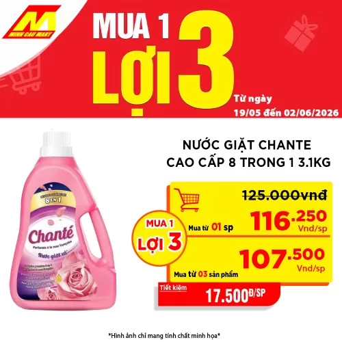 Nước giặt Chante cao cấp 8 trong 1 3.1kg                                                                                                                                                                                                                  