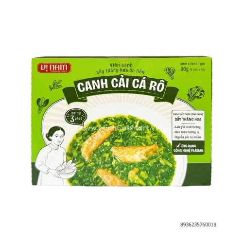 Viên canh sấy thăng hoa ăn liỀn: Canh cẢi cá rô 6 viên/hộp   
