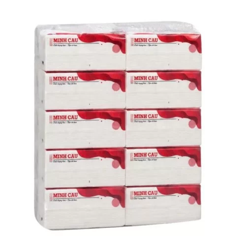 Lốc 10 gói giấy ăn Minh Cầu đỏ 300 tờ
