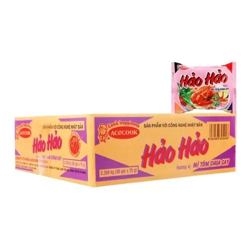 Thùng 30 gói Mì Hảo Hảo Tôm Chua Cay 75Gr