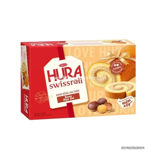 Bánh  Hura Swissroll kem hạt dẻ HG 288g