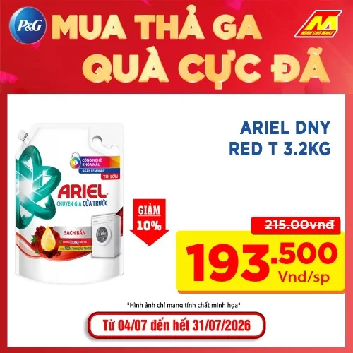 Nước Giặt ARIEL Chuyên Gia Cửa Trước Ngăn Lem Màu Hương Đam Mê Túi 3.2KG