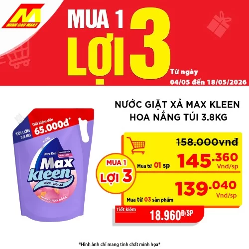 Nước Giặt Xả Max Kleen Tui 3.8kg