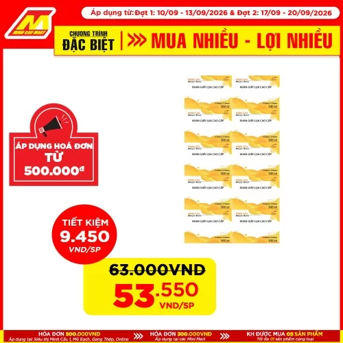 Lốc 10 gói giấy ăn Minh Cầu vàng 300 tờ