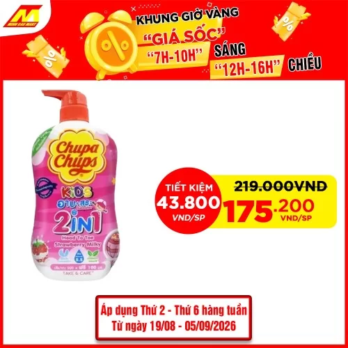 Sữa tắm gội Take & Care Chupa Chups 2in1 Dâu 600ml                                                                                                                                                                                                        
