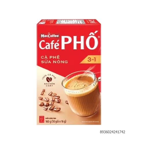 Cá phê Phố sữa nóng 10g*16gr                                                                                                                                                                                                                              
