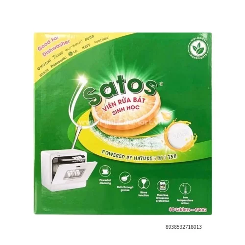 Viên rửa bát sinh học Satos 80 viên 640g