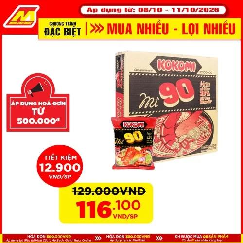 Mì tôm Kokomi 90g tôm chua cay 30 gói/thùng                                                                                                                                                                                                               