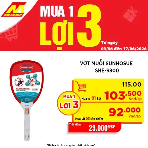 Vợt muỗi Sunhosue SHE-S800                                                                                                                                                                                                                                