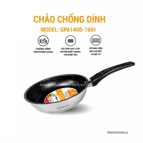 Chảo inox Goldsun GPA 1400-16IH                                                                                                                                                                                                                           
