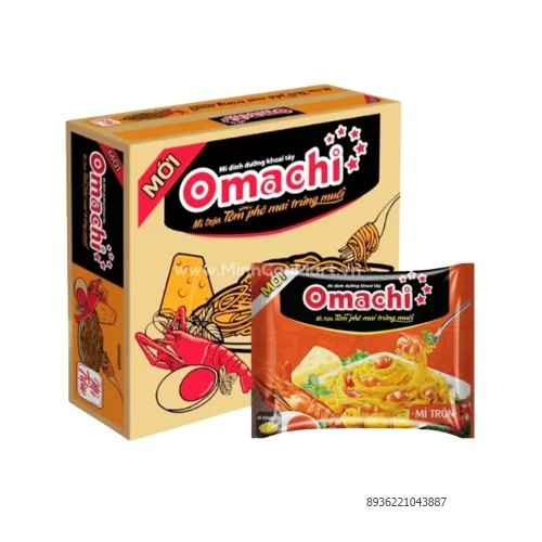 Mì dinh dưỡng Omachi trộn xốt tôm hương vị phomai trứng muối 92g 30 gói/thùng