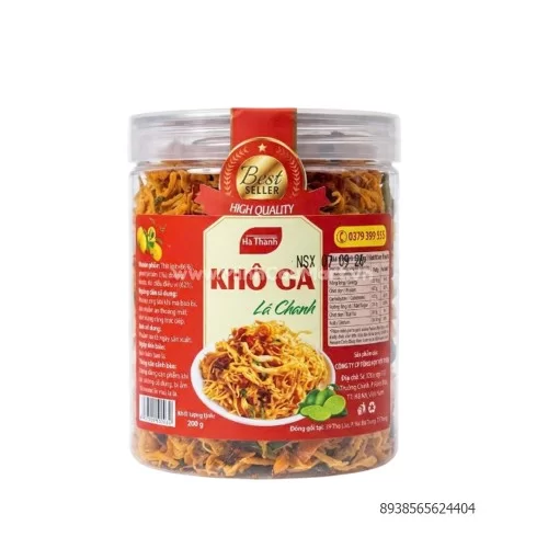 Khô gà lá chanh Thanh Hà lọ 200gr