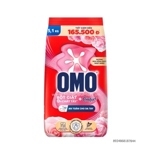 OMO Bột giặt Comfort hoa hồng pháp ngọt ngào 5.1kg                                                                                                                                                                                                        
