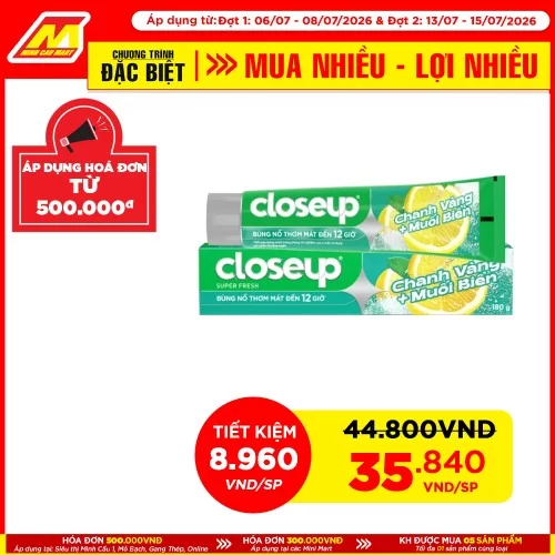 KĐR Closeup trắng răng chanh muối biển 180G