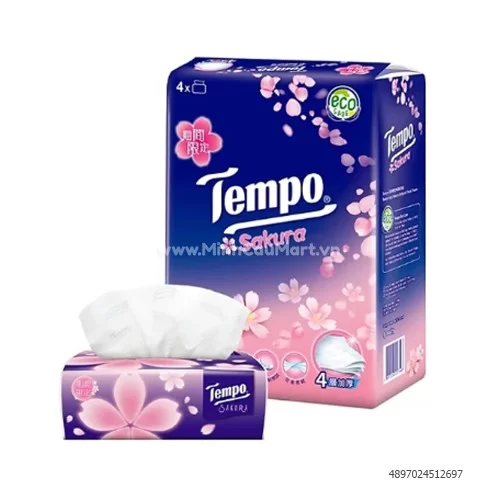 Khăn giấy gói rút Tempo hương hoa anh đào 4 gói/lốc                                                                                                                                                                                                       