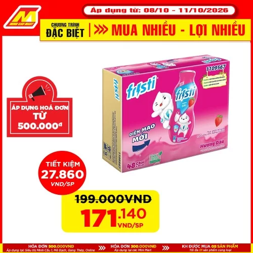 Sữa tiệt trùng FRISTI dâu chai 80ml 48chai/thùng                                                                                                                                                                                                          