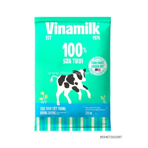 Sữa Tươi Bịch Vinamilk 220ml Không Đường