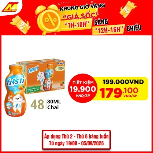 Sữa tươi Fristi CGHL vị cam chai 80ml 48c/1T                                                                                                                                                                                                              