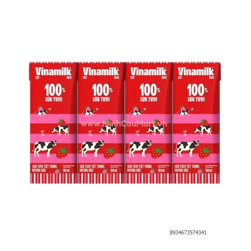 Sữa Tươi tiệt trùng Vinamilk Có Đường hương dâu 180ml