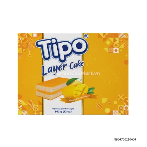 Bánh Tipo  Bông lan tầng kem xoài HG 342g                                                                                                                                                                                                                 