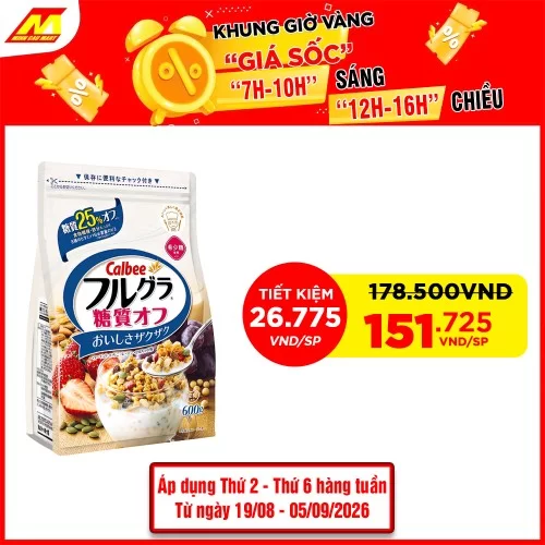 Ngũ Cốc Calbee Nhật Ít Đường 600G