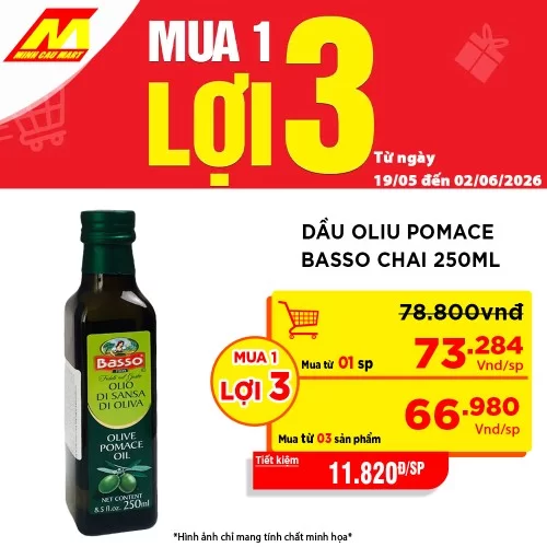 Dầu oliu Pomace Basso chai 250ml                                                                                                                                                                                                                          