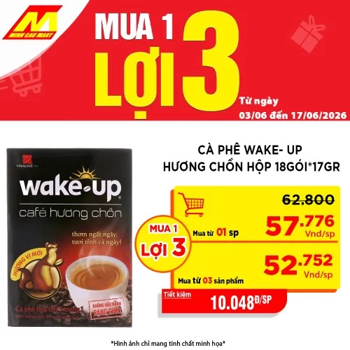 Cafe Wake-up 3in1 Hương Chồn Hộp 18 gói x 17g