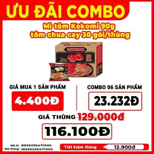 Mì Kokomi đại 90 tôm chua cay 90g                                                                                                                                                                                                                         