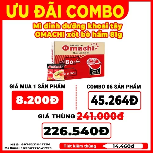 Mì dinh dưỡng Omachi xốt bò hầm 80g