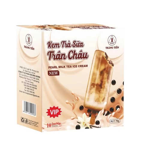 Kem tràng tiền 35  đường đen trà sữa 10que/hôp