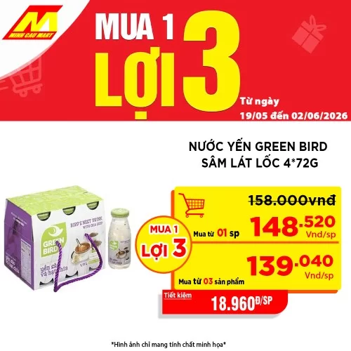 Nước yến Green Bird sâm lát lốc 4*72g