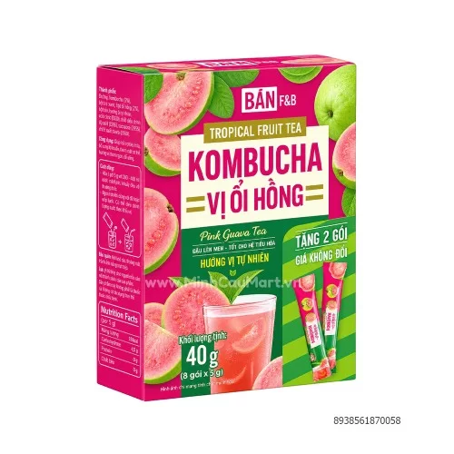 Trà Kombucha vị ổi hồng hộp 40g