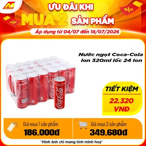 Coca Lon Dài 330ml 24lon-Thùng