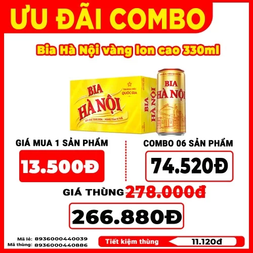 Bia lon Hà Nội 330ML