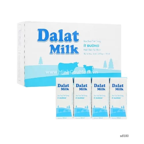 Sữa Đà lạt Milk vị ít đường 180ml 48 hộp/thùng