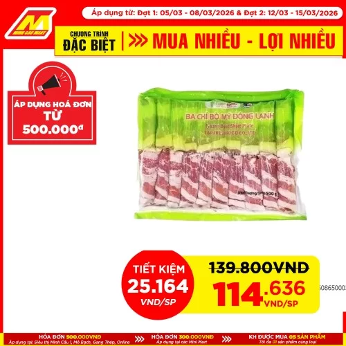 Ba Chỉ Bò Nhập Khẩu Mỹ 500Gr