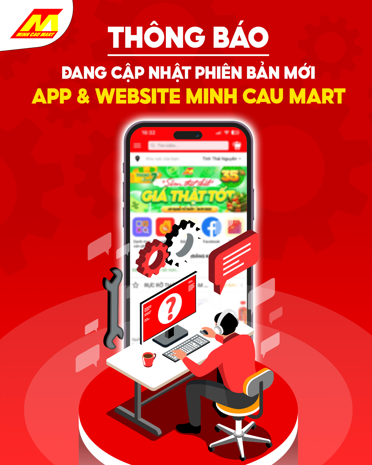 🛑 Thông Báo: Đang Cập Nhật Phiên Bản Mới App & Website Minh Cầu Mart 🛑