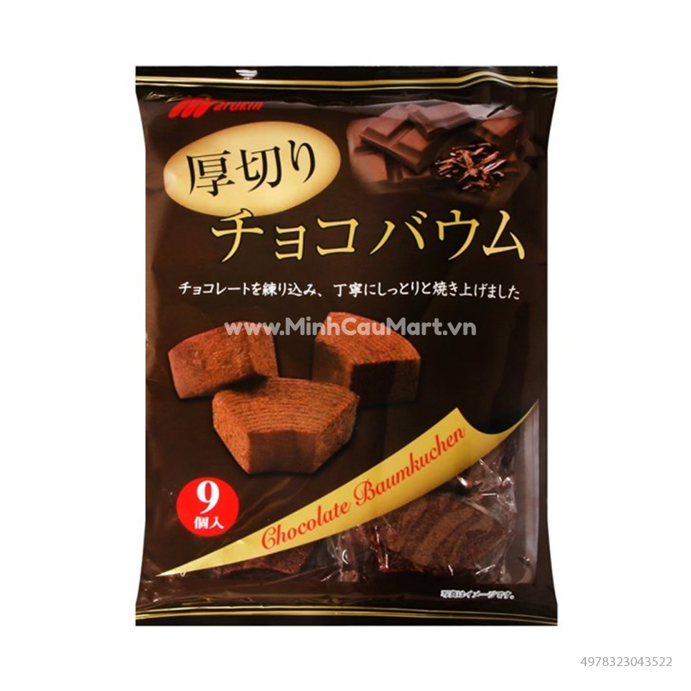 Bánh Baumkuchen Marukin Vị Chocolate Gói 240gr (9 bánh)