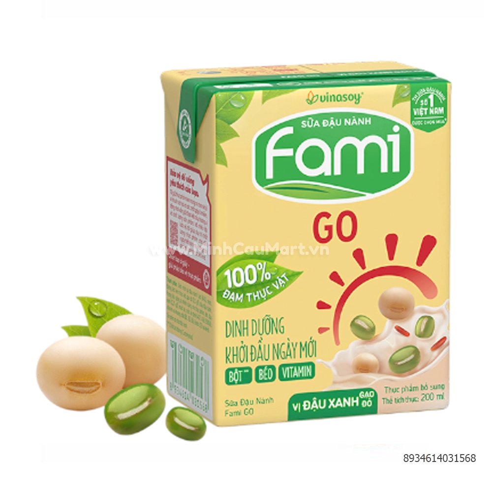 Sữa Fami GO Đậu xanh gạo đỏ 200Ml - Minh Cầu Ma