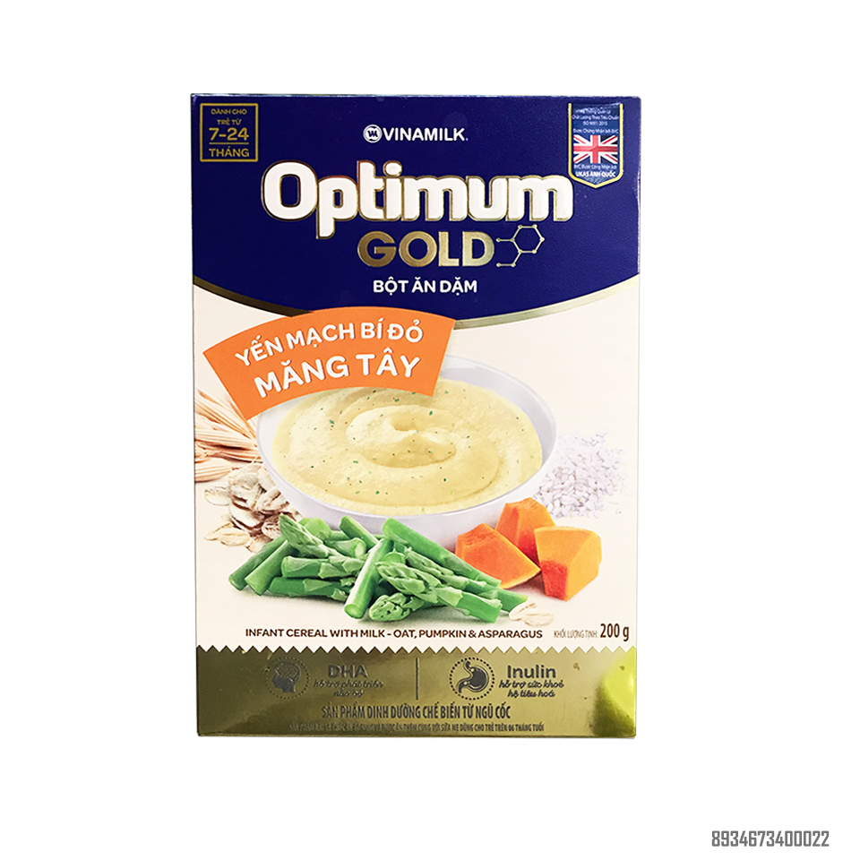 Bột ăn dặm  Vinamilk optimum golg vị yến mạch bí đỏ măng tây HG 200G
