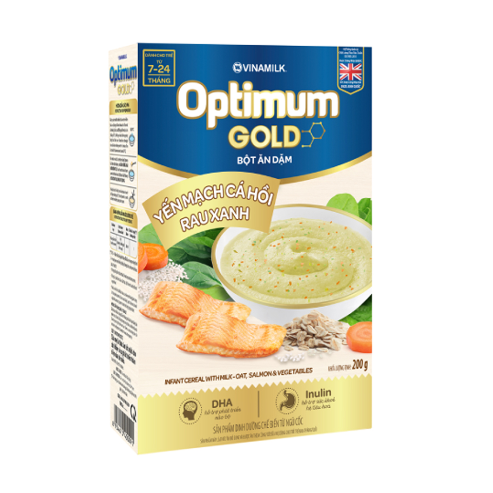 Bột ăn dặm Optimum Yến Mạch Cá Hồi BCX HG 200Gr