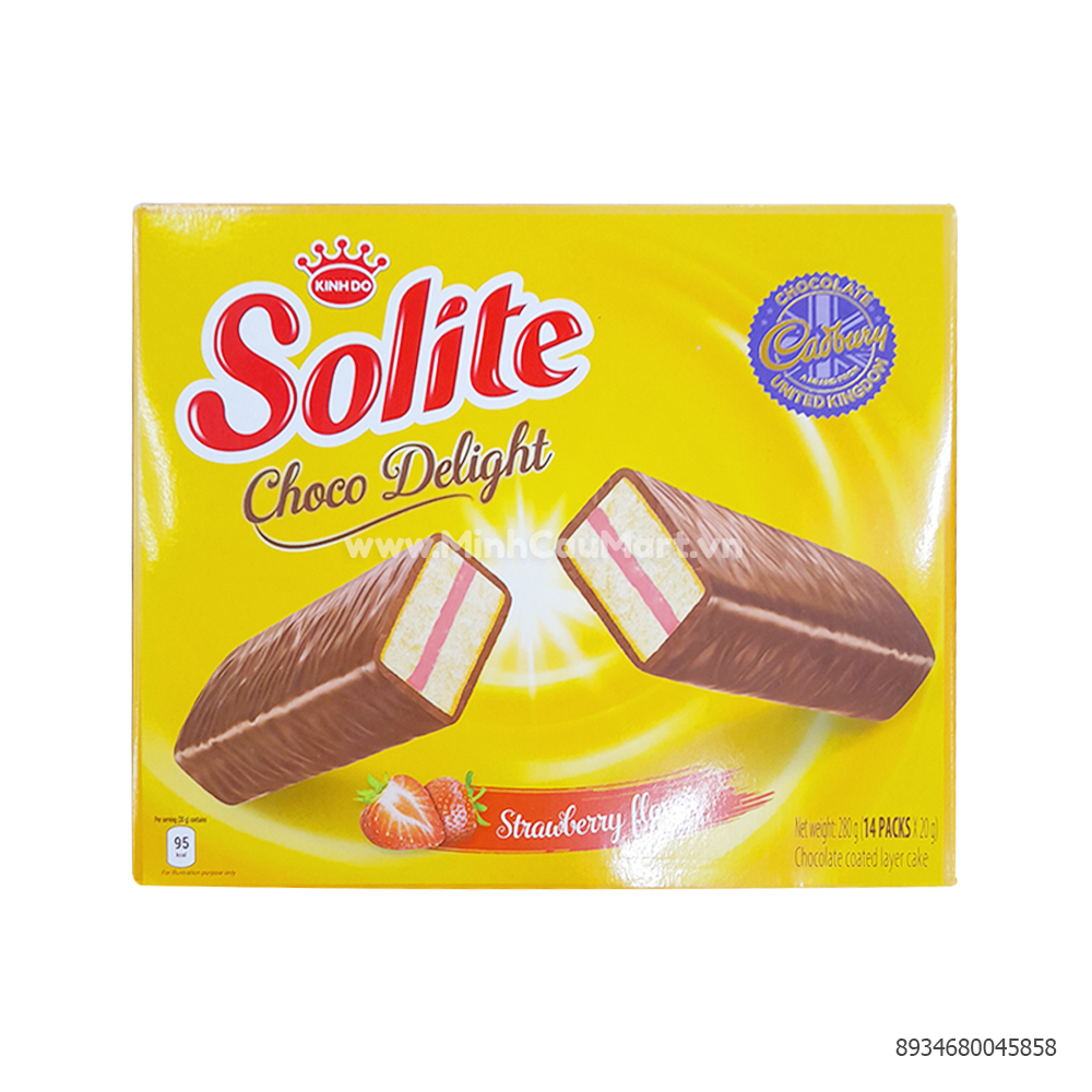 Bánh Bông Lan Solite Tầng Phủ Socola Vị Dâu 280G