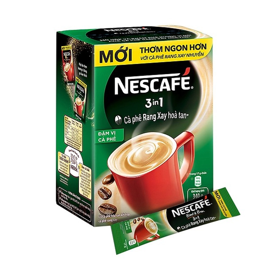 NESCAFÉ 3in1 Cà phê rang xay hòa tan Đậm vị cà phê Hộp 20 gói x 17 g ...